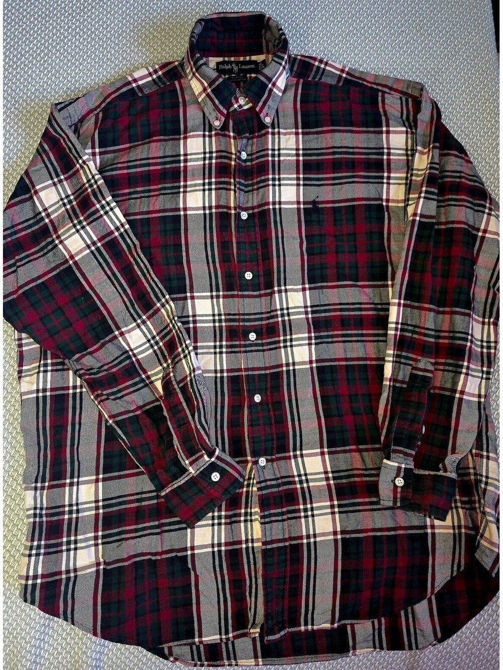 Men's Ralph Lauren plaid long sleeve shirt 100% cotton size Lg